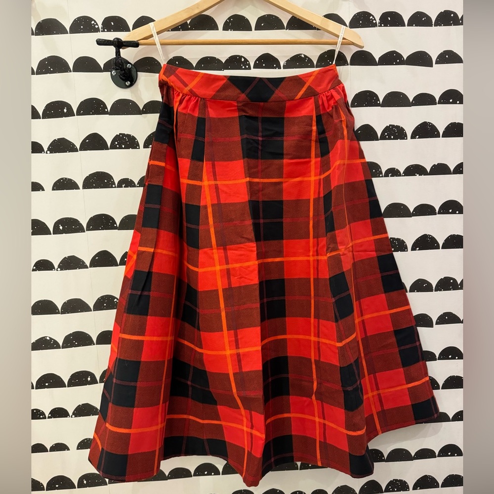 Plaid A-Line Skirt in Red and Black